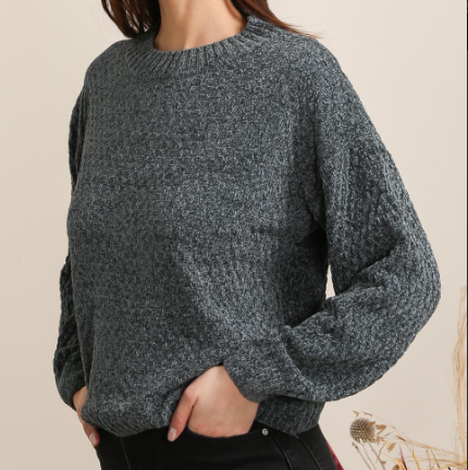 Pull Femme Col Rond – Taille Unique Automne/Hiver | Beige, Taupe, Kaki, Bleu Pétrole, Vert Foncé, Violet Foncé