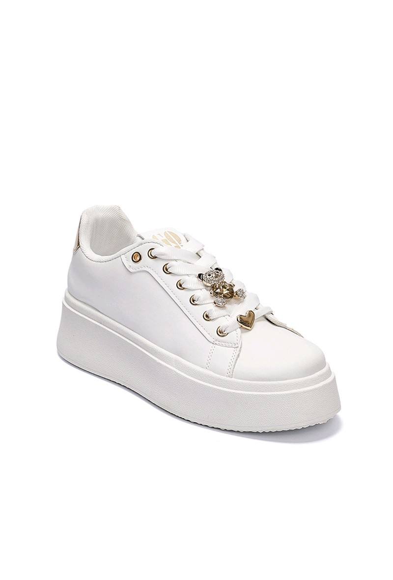 Basket Femme Blanche & Gold – Baskets Plateforme 4 cm avec Accessoires – Image 2