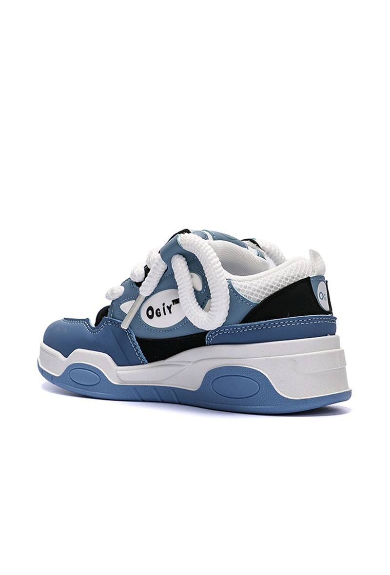 Basket Femme Blanche & Bleu – Baskets Tendance Confort – Tailles 36 à 41 – Image 3