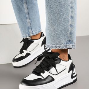 Baskets Femme Noir et Blanc – Confort & Style | Tailles 36 à 41