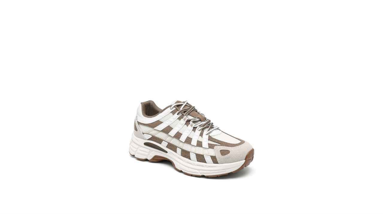 Basket Femme Marron & Blanc – Look Chic – Tailles 36 à 41