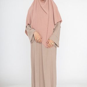 Abaya Longue "Signature" en Tissu Jazz – Couleur Taupe