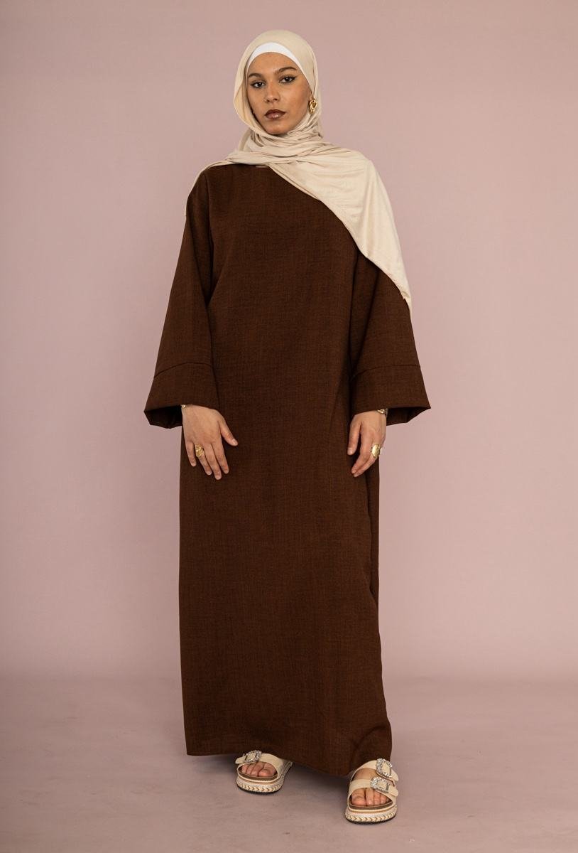 Abaya en Lin Premium – Coupe Ample & Élégance Modeste (Taille Unique)