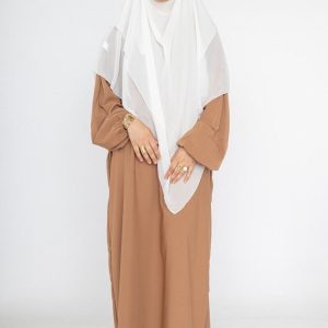 Abaya Papillon "Médine" – Soie de Médine Premium – Coupe Large & Fluide (Caramel)