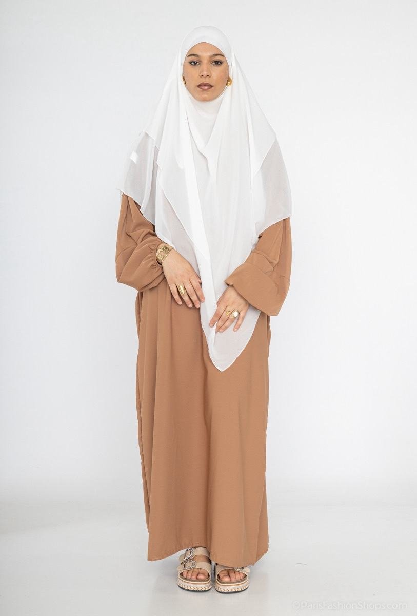 Abaya Papillon "Médine" – Soie de Médine Premium – Coupe Large & Fluide (Caramel)