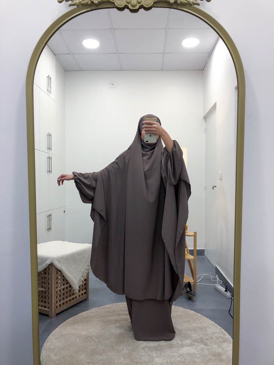 Jilbab 2 Pièces Soie de Médine - Jupe & Cape Longue