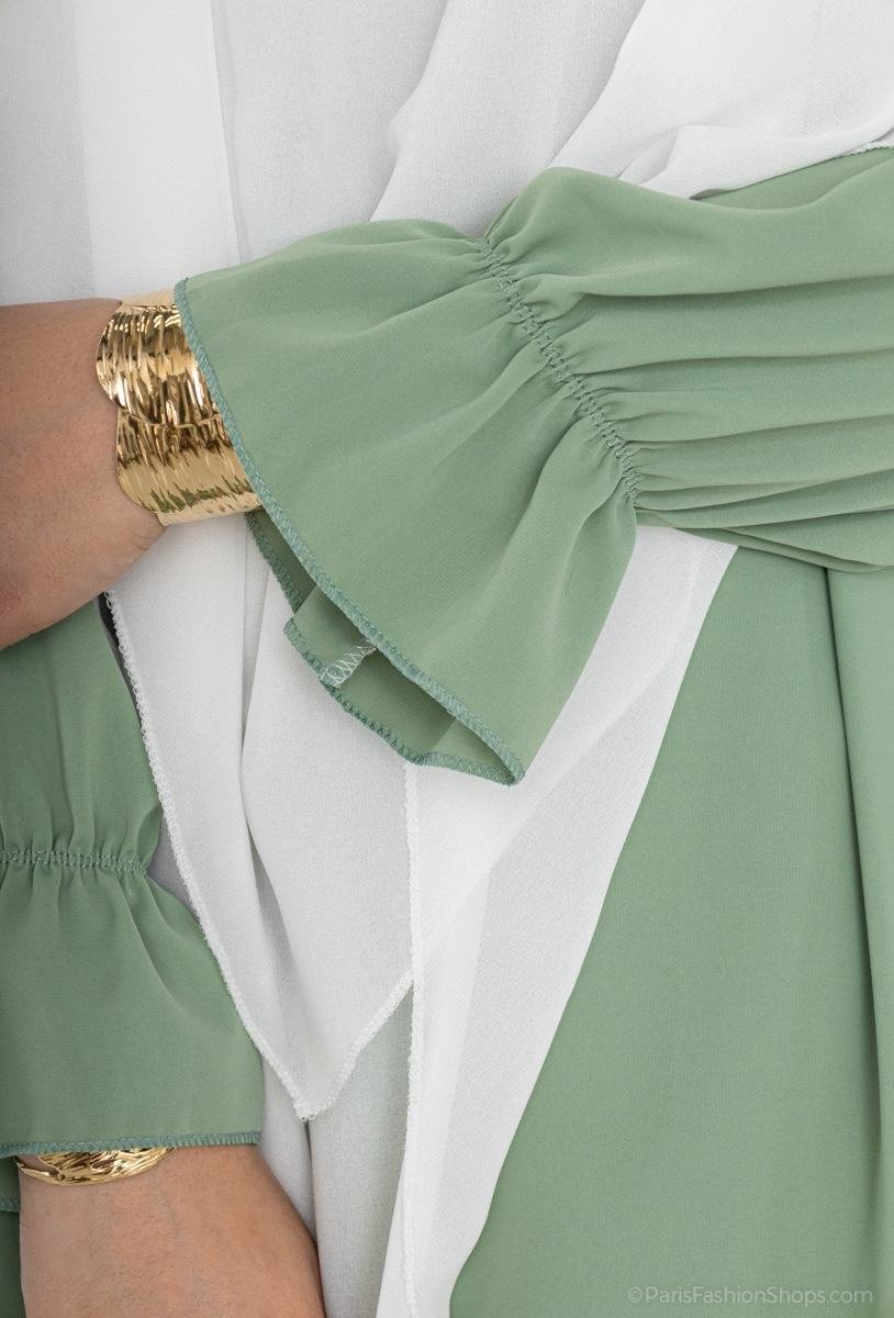 Abaya Longue Évasée en Soie de Médine – Manches à Volants Élastiquées – Image 6