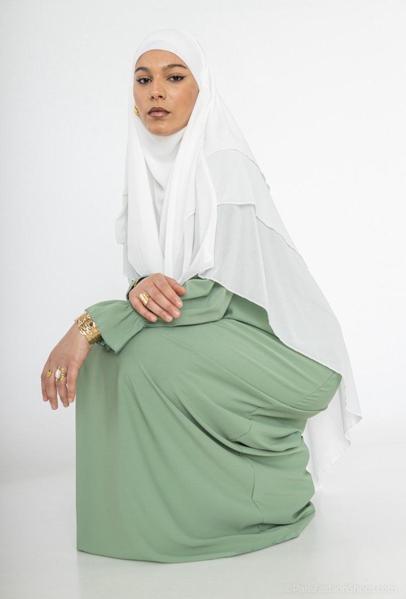 Abaya Longue Évasée en Soie de Médine – Manches à Volants Élastiquées – Image 5