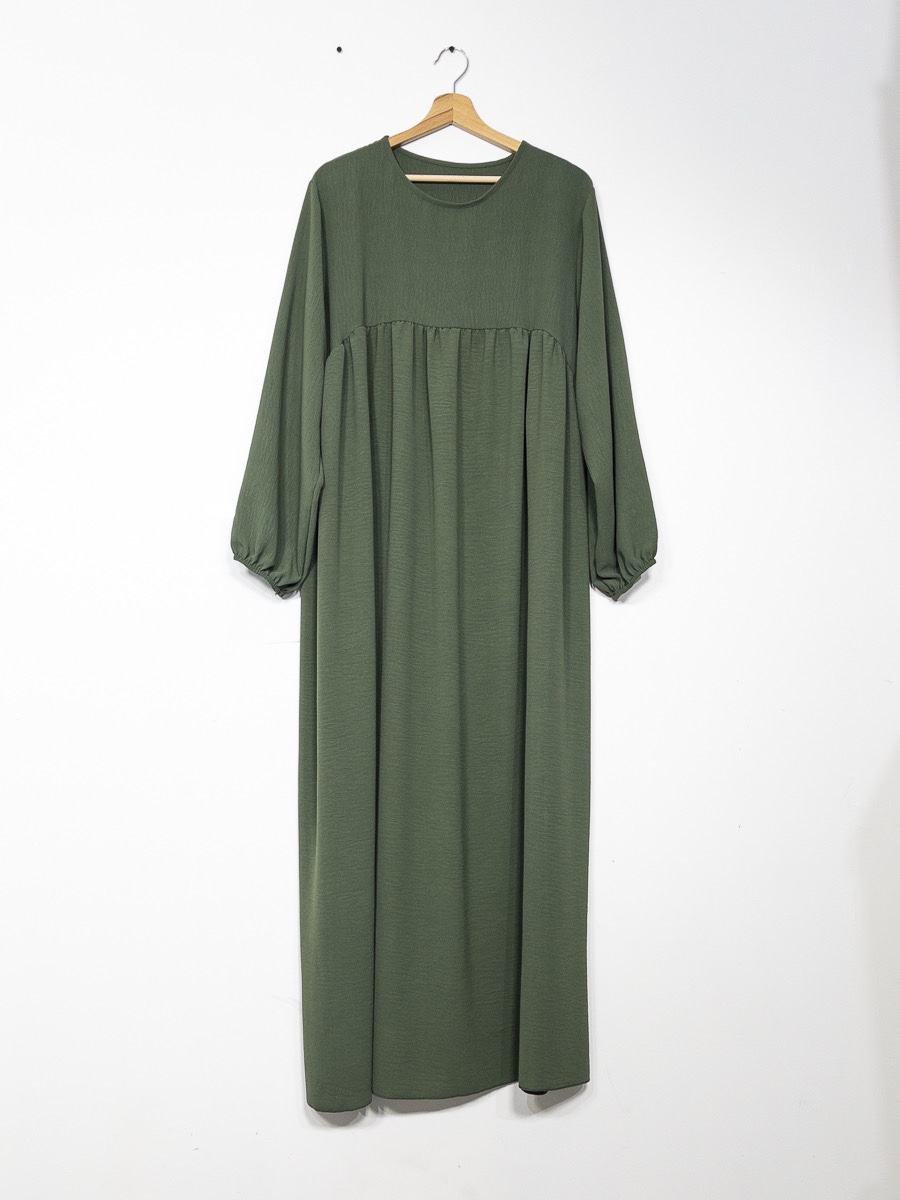 Ensemble Abaya Jazz à Manches Ballons & Maxi Khimar Long - Brun ou Vert - Image 8