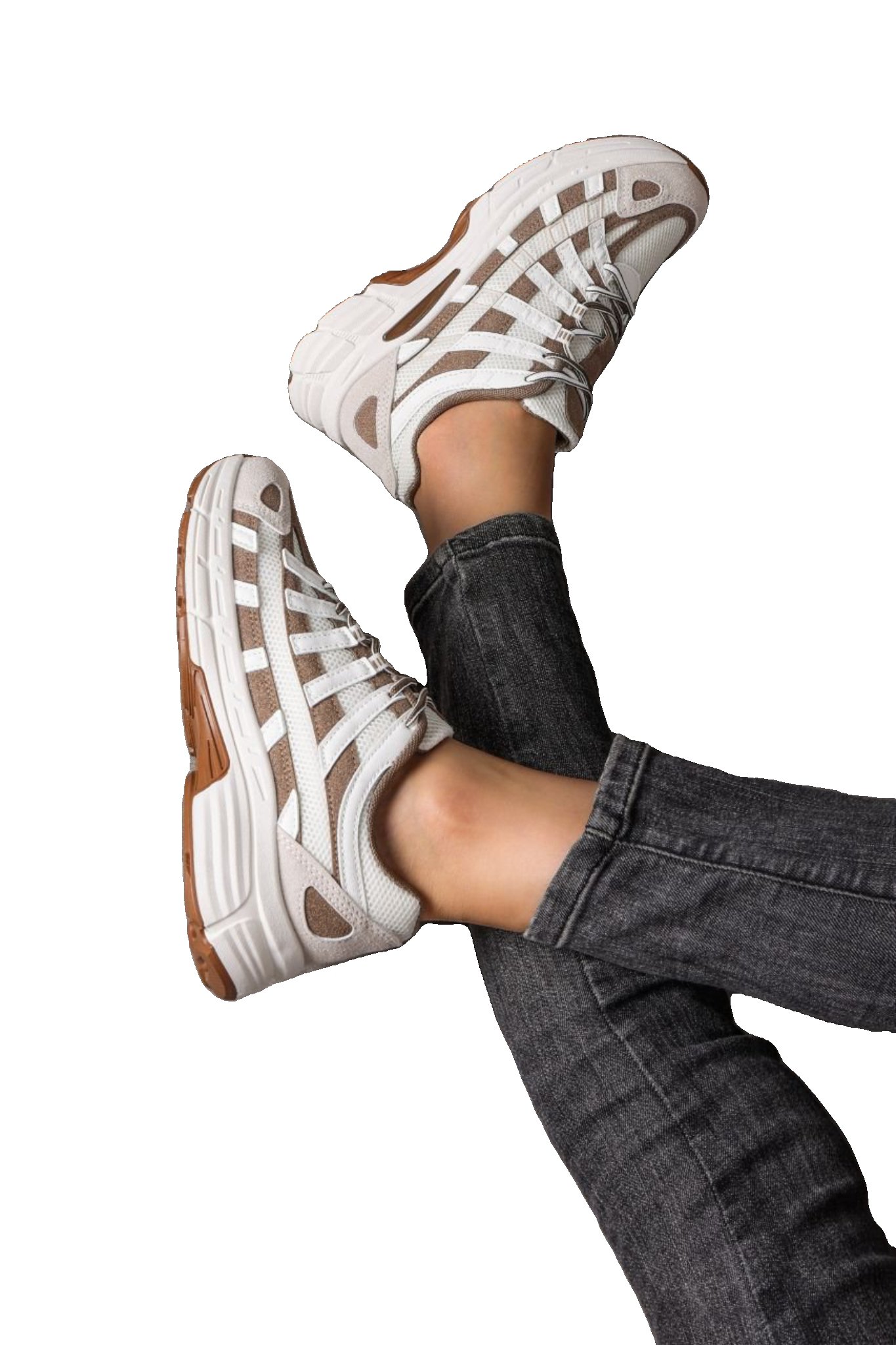 Basket Femme Marron & Blanc – Look Chic – Tailles 36 à 41 – Image 2